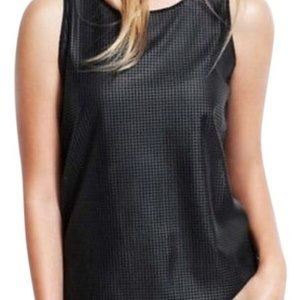 Ann Taylor black perforated leather-look tank